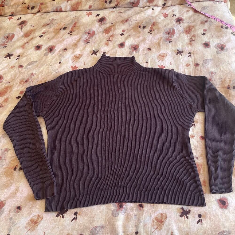 Lord Taylor Brown Mock neck 100% Silk 90s Sweater Fall layering Transitional
